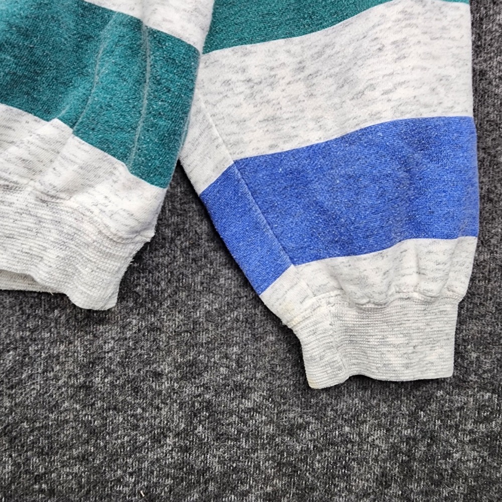 The Apparel Zone Rugby Sweatshirt Mens XL Grey Blue Teal Striped 90s Vintage - Picture 3 of 7